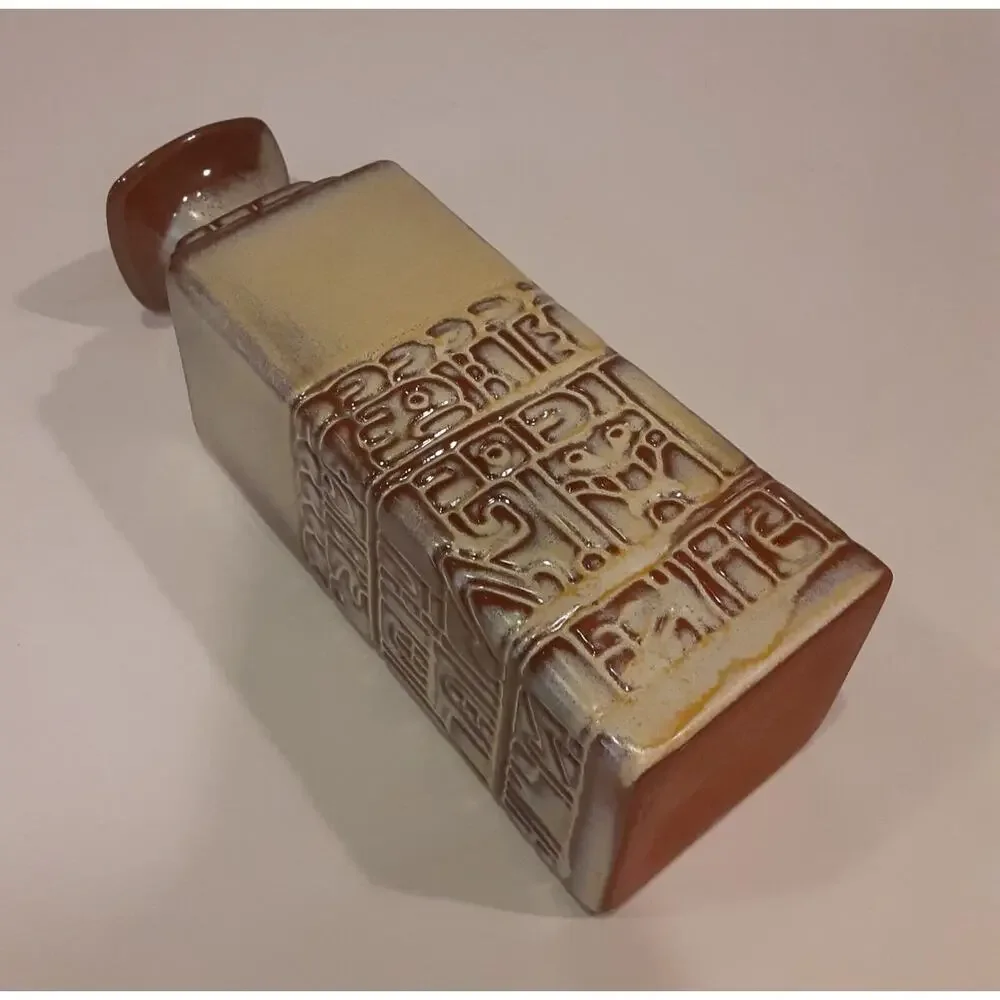 Vintage Frankoma Pottery Pictographs Column Bud Vase#7JH NOTE